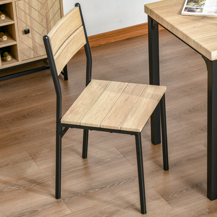 HOMCOM 3-Piece Dining Table Kitchen Table Set with Chairs Natural Wood Grain + Black with 1 Table + 2 Chairs | Aosom