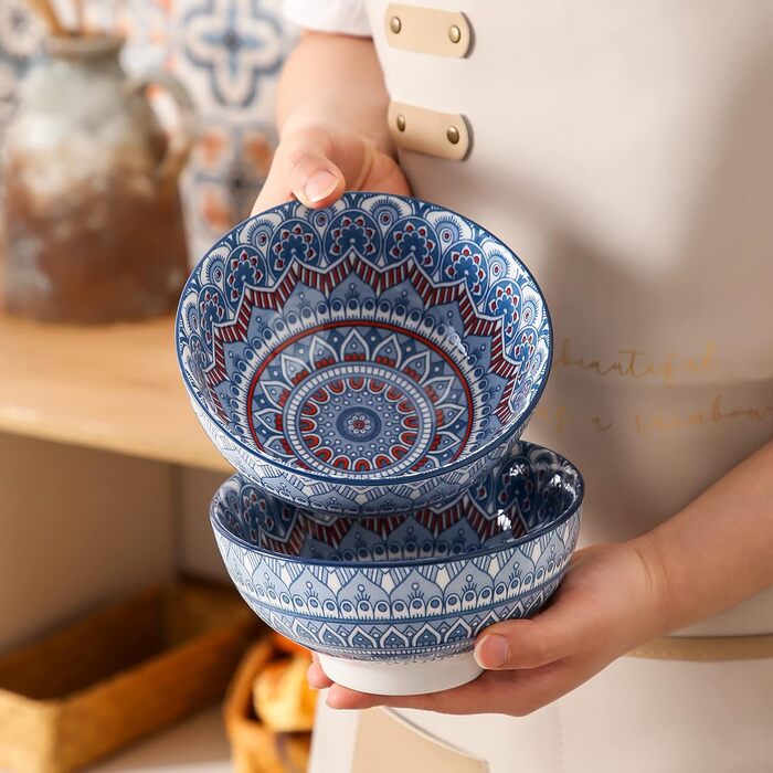 Сервіз столовий порцеляновий Vancasso MANDALA 32 елементи, 8 персон, ручна робота, богемський стиль, бірюзовий мандала