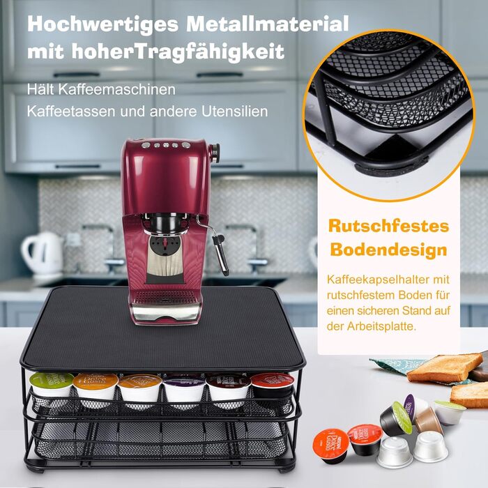 2-Tier Dolce Gusto Capsule Organizer - Holds 72 Capsules - Non-Slip Coffee Capsule Holder & Dispenser