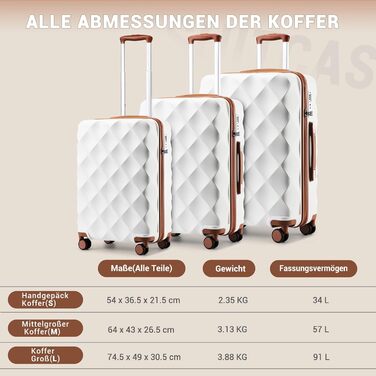 Чемодан British Traveller Groß 74.5 см, 91 л: Легкий валіза з ABS+PC, TSA-замок, 4 колеса, Кремовий