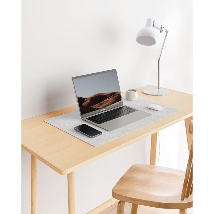 Килимок для столу YSAGi з фетру 90x40 см, антиковзкий, для миші та клавіатури, офіс/домашній офіс, світло-сірий