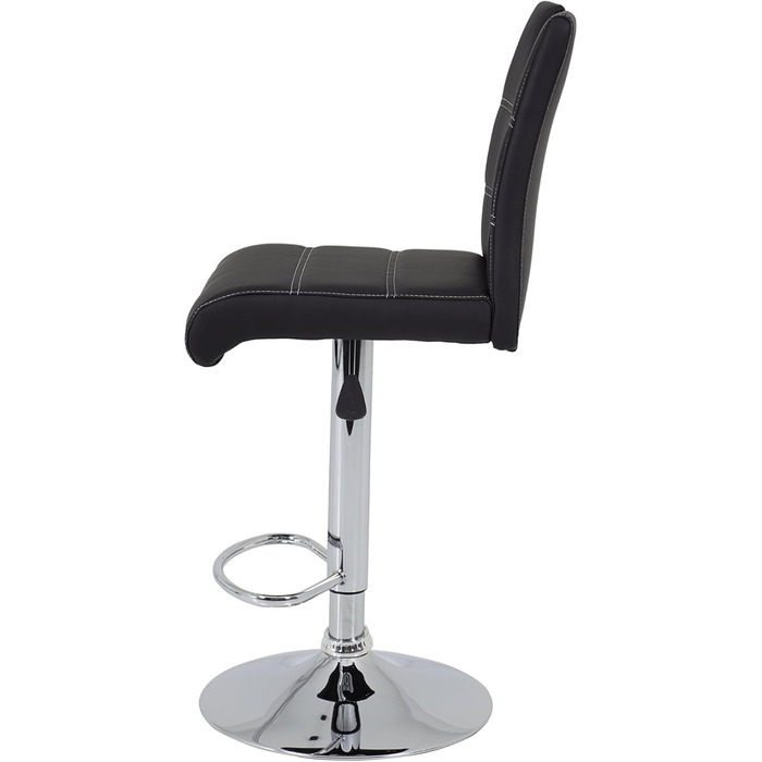 Miranda Bar Stool - Adjustable Height, 360° Swivel, Faux Leather - Black