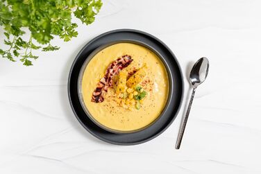 Набір тарілок MÄSER Serie Vada (12 шт.) - сучасний дизайн, шведська якість, для 4 осіб, порцелан, білий глянцевий/сірий матовий