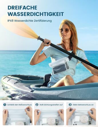 Водонепроникна сумка Lamicall [2 шт.] - водонепроникний поясний мішок з регульованим ремінцем, IPX8, для водного спорту, плавання, пляжу, подорожей (прозора)