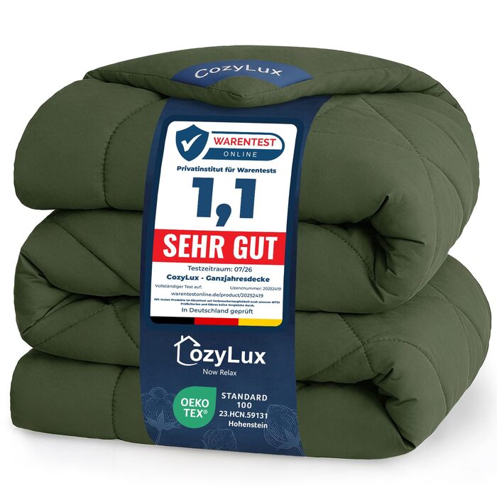 Всесезонна ковдра CozyLux 200x200 см (155x220 см), оливковий колір, для 4 сезонів