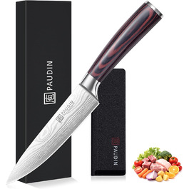 PAUDIN Ніж кухарський 15 см, професійний, з нержавіючої сталі, з ергономічною ручкою з дерева