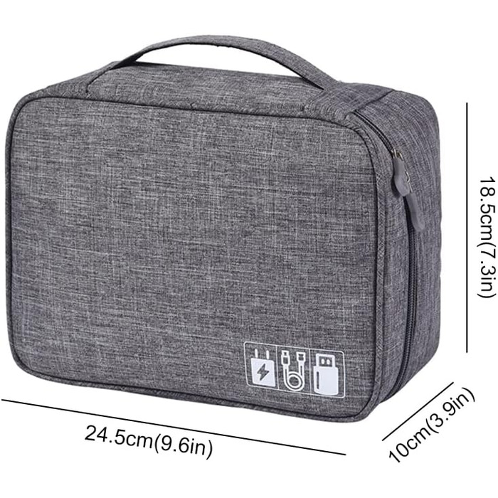 Електронна сумка-органайзер для аксесуарів: зарядні пристрої, Power Bank, кабелі (сіра)