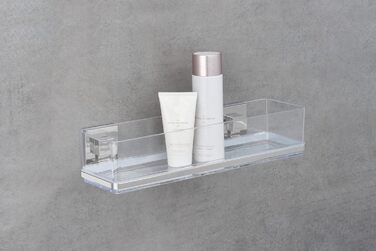 WENKO Vacuum-Loc Bathroom Wall Shelf Quadro Maxi, 2 tiers, with removable bowl, mounting without drilling, stainless steel/plastic, 38.5 x 8.5 x 14.5 cm
