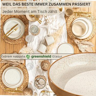 Набір посуду SÄNGER Rio 24 елементи: 6 тарілок, 6 тарілок для сніданку, 6 глибоких тарілок, 6 мисок для пасти, блакитний, Steingut, для 6 осіб