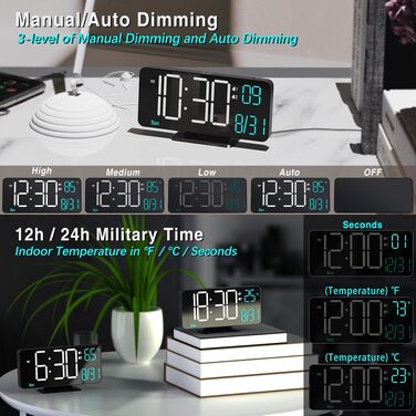 Цифровий LED будильник для спальні KOSUMOSU 6.7