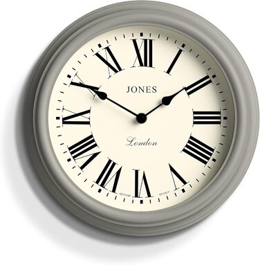 JONES CLOCKS® Venetian Wall Clock | Classic Round | 30cm | Green | Roman Numerals | Traditional Design ideal for kitchen, living room or bedroom (Grey/Roman Numerals)