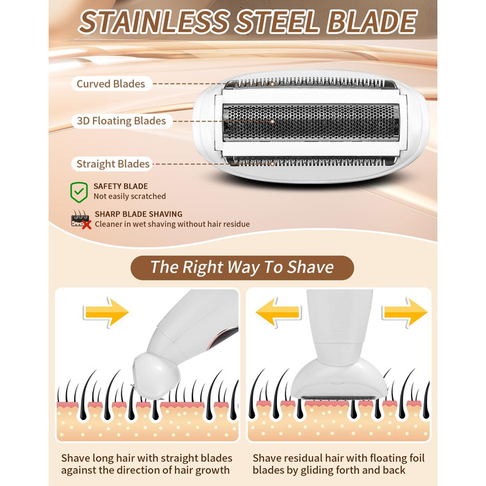 Електричний епілятор та гоління для жінок 5-в-1: тіло, зона бікіні, вусики, брови, ніс. USB-зарядка.