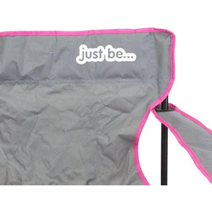 Кемпінговий стілець складаний з підлокітниками та підсклянником, сірий/рожевий