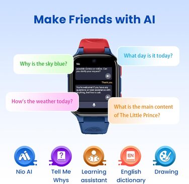 Дитячий розумний годинник LAGENIO K9 з GPS, 4G, AMOLED-дисплеєм та функцією відеодзвінків. Підходить для дітей від 6 років. Водонепроникний (IP68), з будильником та шкільним режимом.