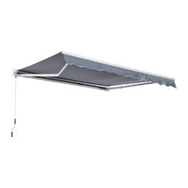 Markiza Outsunny з ручним приводом, L395 × W300 см, регульована, для кріплення до стіни, шарнірна висувна маркіза, тентова конструкція, захист від сонця, алюміній, сірий | Aosom