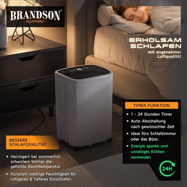 Електричний осушувач повітря Brandson з компресором, 10 літрів, Wi-Fi, з функцією відведення води по шлангу та керуванням через додаток