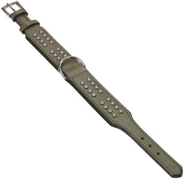 Nobby Leather Collar VINTO, 60 cm (53-58 cm), 50 mm, 1 Piece (stone grey, Neck circumference: 36-39 cm)