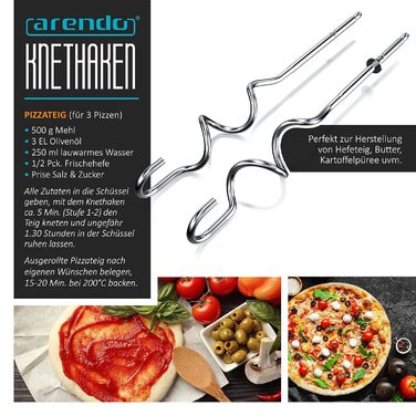 Електричний міксер Arendo 500 Вт з набором аксесуарів (2 вінчики, 2 гаки) – ручний міксер для приготування їжі, чорний