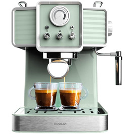 Еспресо-кавоварка Cecotec Express-Kaffeemaschine Power Espresso 20 Tradizionale, 1350 Вт, 20 Bar, з термоблоком та капучинатором, вінтажний дизайн, 1,5 л, світло-блакитний колір