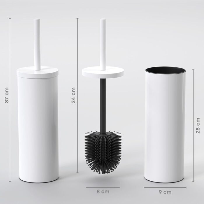 Щітка для унітазу з нержавіючої сталі та силікону з дискретним тримачем, антибактеріальна, з бризгозахистом
