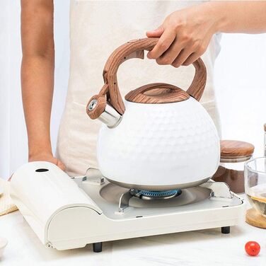 Електричний чайник 2.8л з дерев'яною ручкою, Induktion, Gas, Camping, нержавіюча сталь, зелений, білий, синій, ретро, універсальний