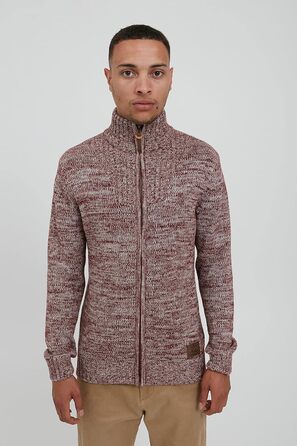 Чоловічий кардиган SDPomeroy з грубого в'язання, з високим коміром, на блискавці, 100% бавовна, Regular fit (3XL, Бордово-червоний)