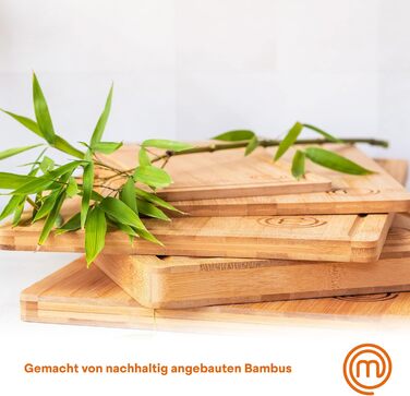 Набори дерев'яних обробних дощок MasterChef: великий (38x27,5 см), середній (34x23,5 см), маленький (23x15 см) з канавкою для соку, 3 шт.