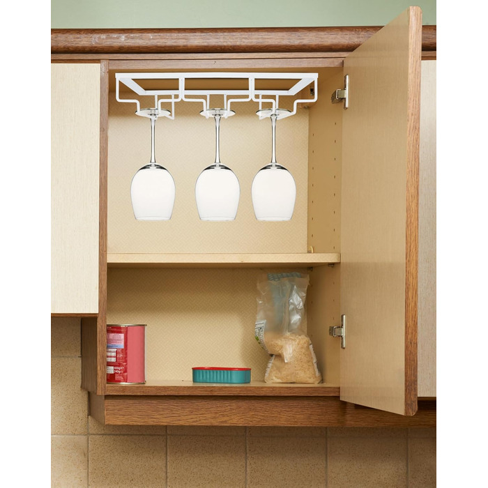 Підставка для келихів вина QWORK® - 2 шт. (3 ряди, білий метал) для кухні та бару