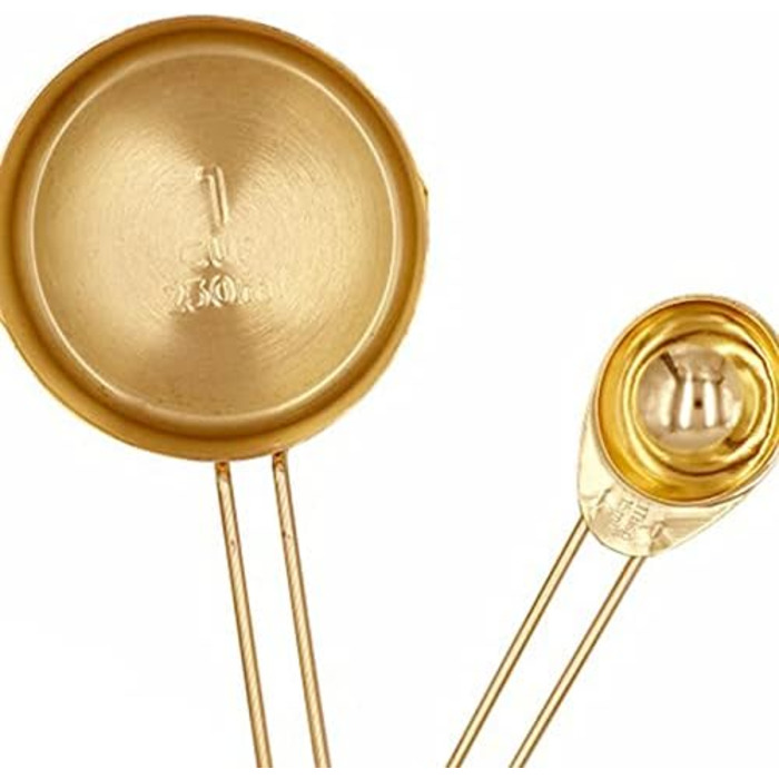 Stainless Steel Measuring Cups, 8-Piece, for Dry and Liquid Ingredients, Cooking Utensils, Gold Measuring Cups, Measuring Spoon Set
