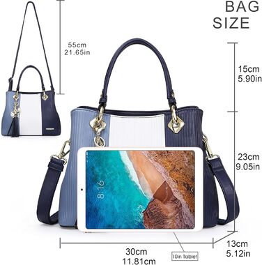 Сумка Pomelo Best жіноча багатокольорова смугаста через плече, темно-синя з внутрішніми кишенями