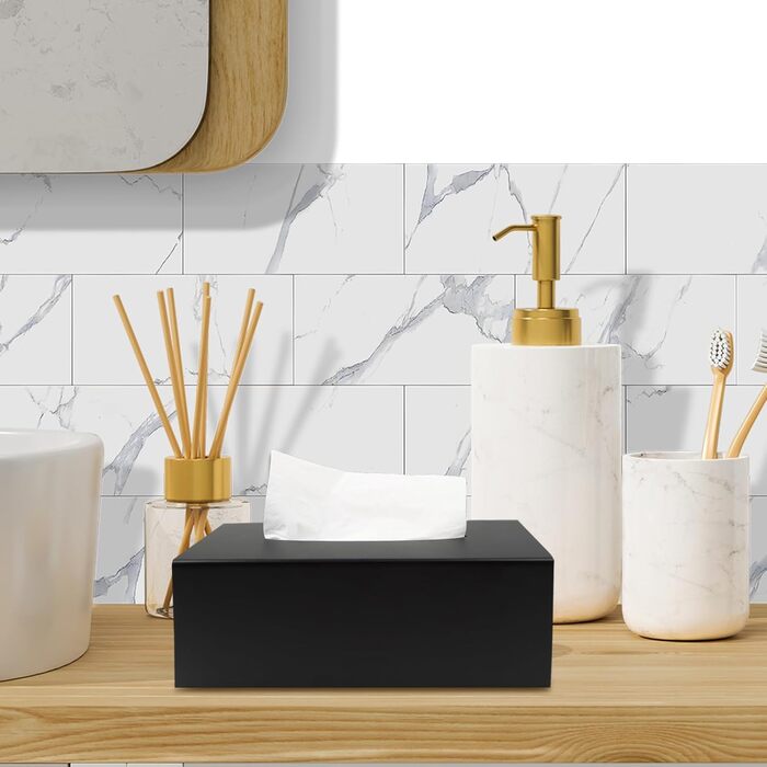 NIXRET Cosmetic Tissue Box 25 * 13 * 9 cm Acrylic Tissue Dispenser, Tissue Box with Magnetic Cover for Dining Room, Bathroom, Bedroom, Car, Office, Matte Black