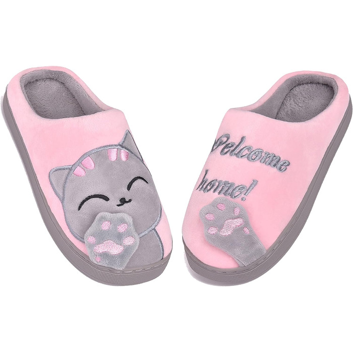 JACKSHIBO Теплі плюшеві тапочки для дому - жіночі та чоловічі, унісекс, 40/41 EU, рожеві