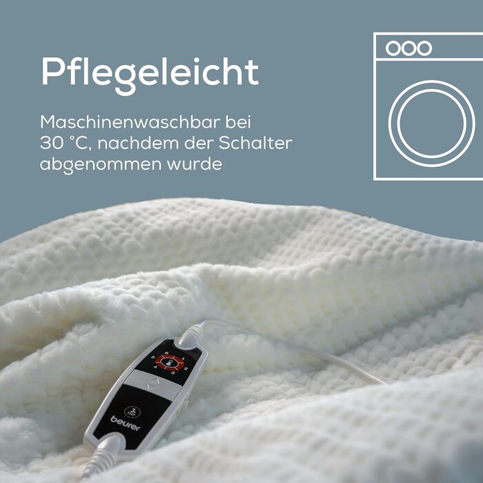 Електрична ковдра Beurer HD 75 Nordic з штучним хутром, 6 температурних режимів, автовимкнення, 180x130 см, бежево-коричнева