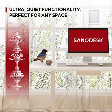 Електричний регульований стіл Sanodesk, 100x60 см, білий, з пам'яттю налаштувань