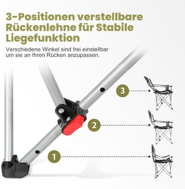 Крісло для кемпінгу Homecall складне, 150 кг, з підлокітниками, підстаканником, знімним подушкою та сумкою - рибальське крісло для відпочинку на природі