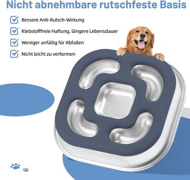 Миска для собак Anti Schling Napf з нержавіючої сталі 304, з силіконовим дном, для маленьких та середніх собак, 23*23*4.5 см