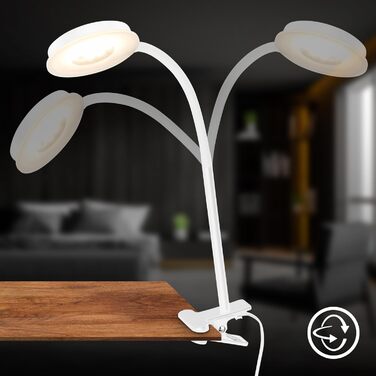 LED лампа BRILONER з торшетом, регульована яскравість, поворотна, для дому, офісу, читання, 32,5x13x40 см, (кріпиться за допомогою затискача, білий)