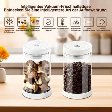 Герметичний контейнер для кави на 1100 мл з нержавіючої сталі, вакуумний, з клапаном, для кавових зерен, чаю, горіхів, печива, какао - білий