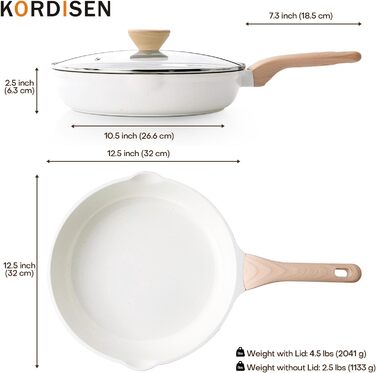 Сковорода Kordisen з кришкою, антипригарне покриття, індукційна, гранітне покриття, 32 см