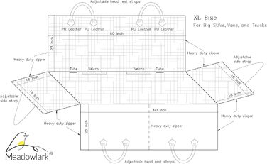 Meadowlark® Автомобільна підстилка для собак - водовідштовхувальна, повна комплектація, з сітковим віконцем, захист від шерсті, бруду та подряпин. Включає 2 чохли на підголівники. Розмір XL (152.5 x 162.5 см), чорний