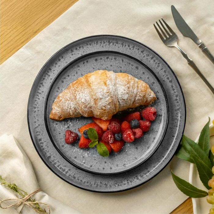 Набір посуду Twinzee Steingut 24 елементи для 6 осіб: тарілки та миски - серія Riviera (Perla, глибокі тарілки (x6))