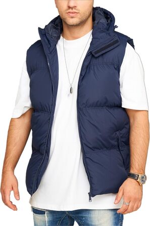 Чоловіча тепла жилетка Behype з капюшоном, стеганий пуховик, розмір XL, темно-синій