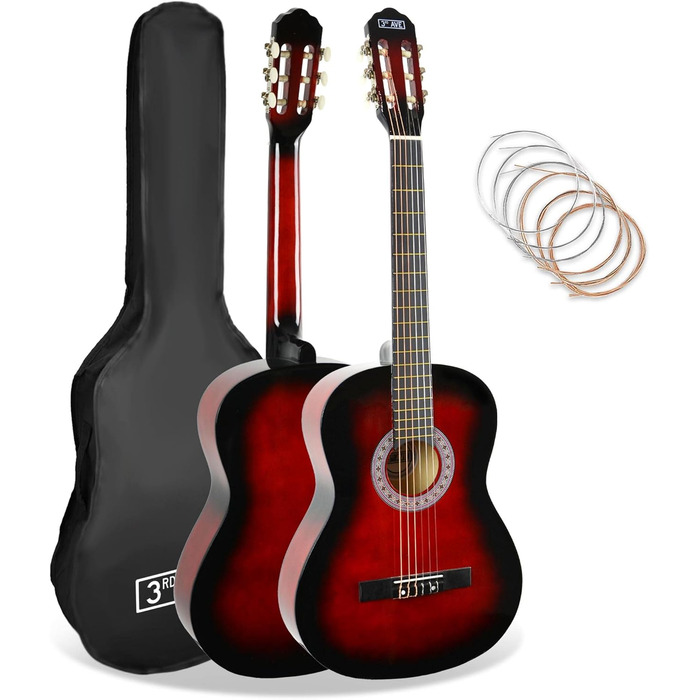 Класична гітара 3rd Avenue 4/4 з нейлоновими струнами, повний розмір, початковий набір – блакитний (Redburst)