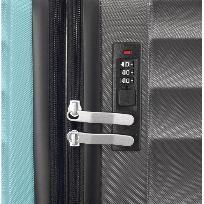 Набір валіз DMS® 7 предметів: 3 валізи (M/L/XL) з ABS-пластику, 360° колеса, кодовий замок + 4 мішечки для одягу – легкий, міцний, розширюваний, для подорожей та бізнесу (Турквіс)