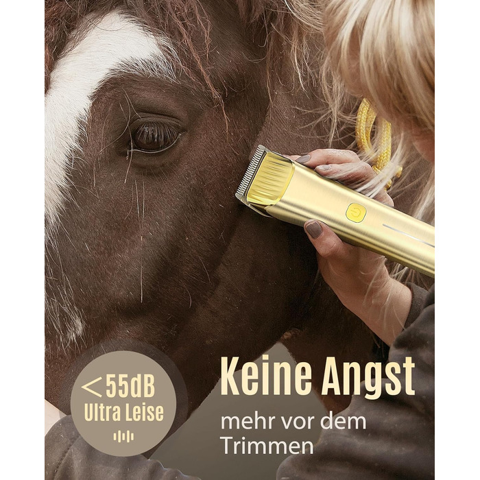 Машина для стрижки коней Oneisall бездротова, потужна, 7000 обертів, для густого та сплутаного волосся, чорна