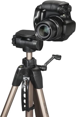 Штатив для камери Hama Star 62 - трипод з 3-стороннім кріпленням, 64-160см, для DSLR та системних камер, колір шампань