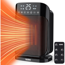 Електричний обігрівач YASHE 1800W з осциляцією 75°, енергозберігаючий, тихий, з PTC керамічним нагрівачем, термостатом, захистом від перегріву та перекидання, таймером 24 год, портативний з пультом керування