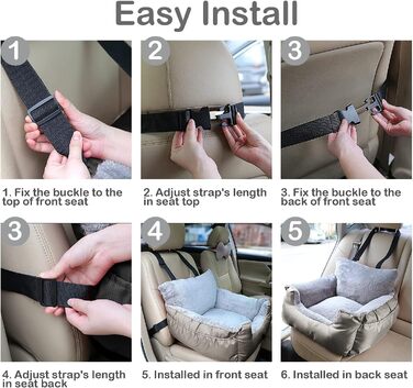 Автокрісло для собак та котів Fareyy, підставка для тварин, подорож, з сумкою та страхувальним ремінцем, водонепроникне, плюшеве, сіро-срібне