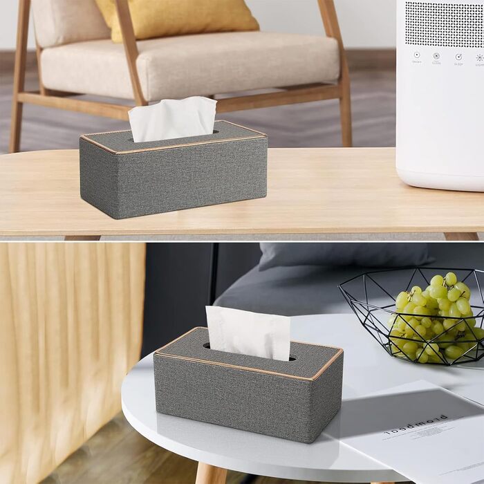 Скляниця для серветок Rarapop з PU-шкіри, сіра - органайзер для ванної, тумбочки, офісу