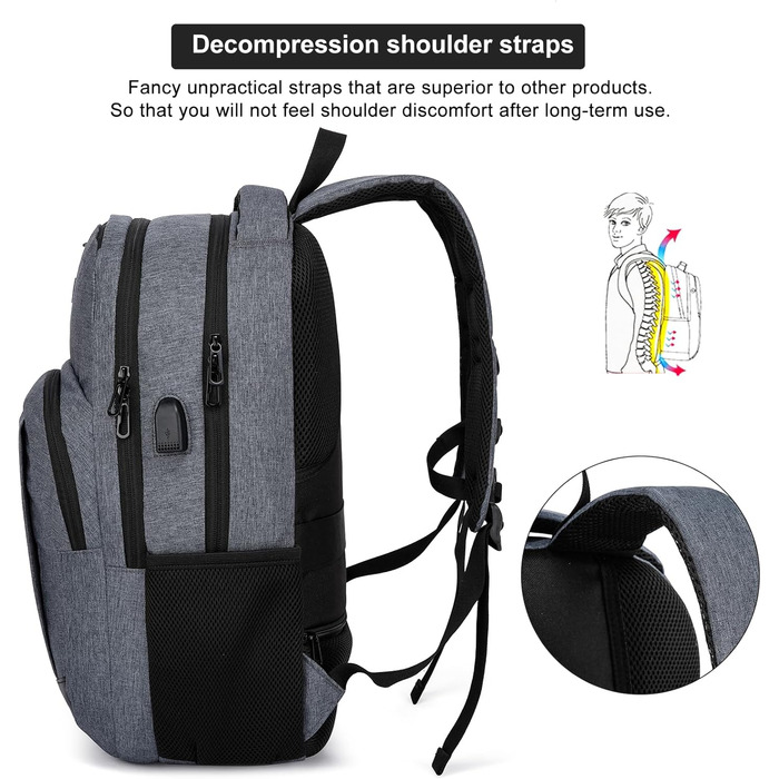 Шкільний рюкзак для хлопчиків та дівчаток-підлітків, рюкзак чоловічий жіночий, Daypack для ноутбука 15.6